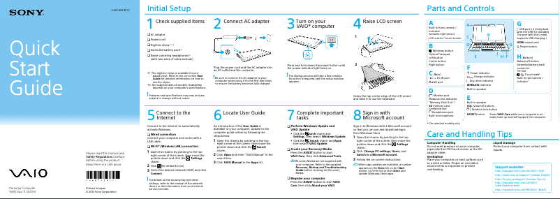 Página nº 1 - Guía de instalación Sony Vaio Duo 11 SVD11225CXB