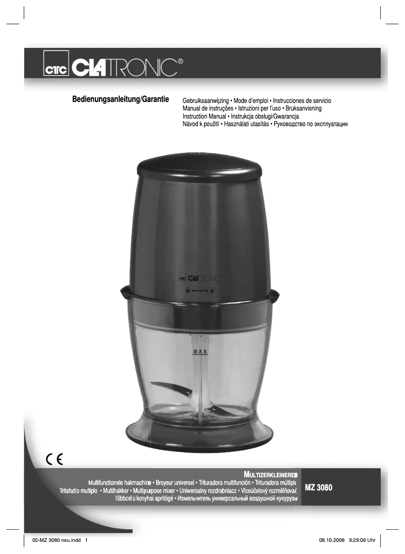 Imagen de la primera página del manual del dispositivo MZ 3080