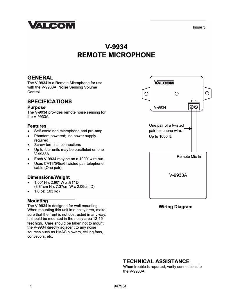 Página 1 del manual Manual de usuario Valcom V-9934
