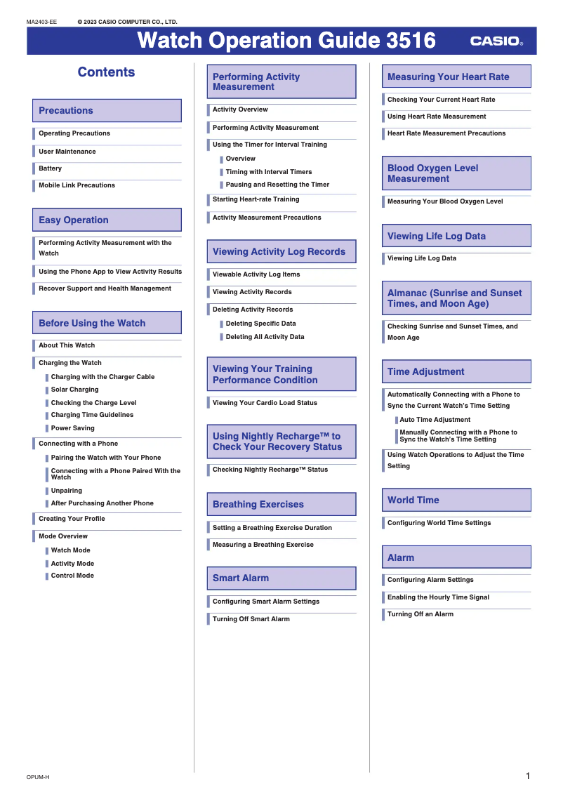 Página nº 1 - Manual de usuario Casio G-Shock DWH-5600