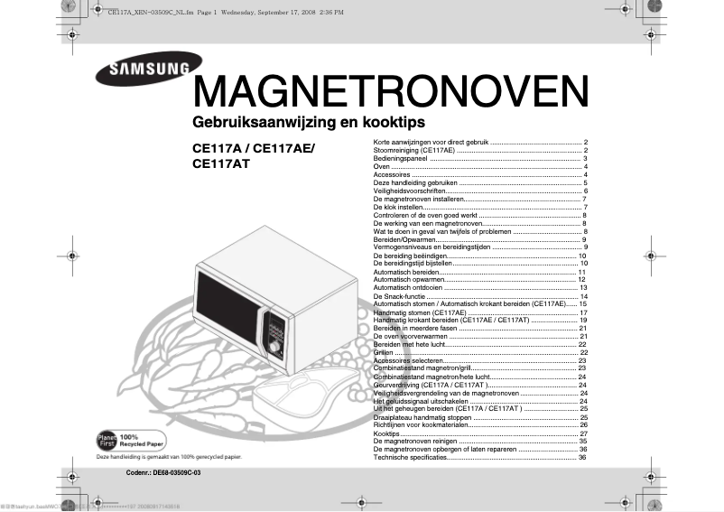 Imagen de la primera página del manual del dispositivo CE117AT