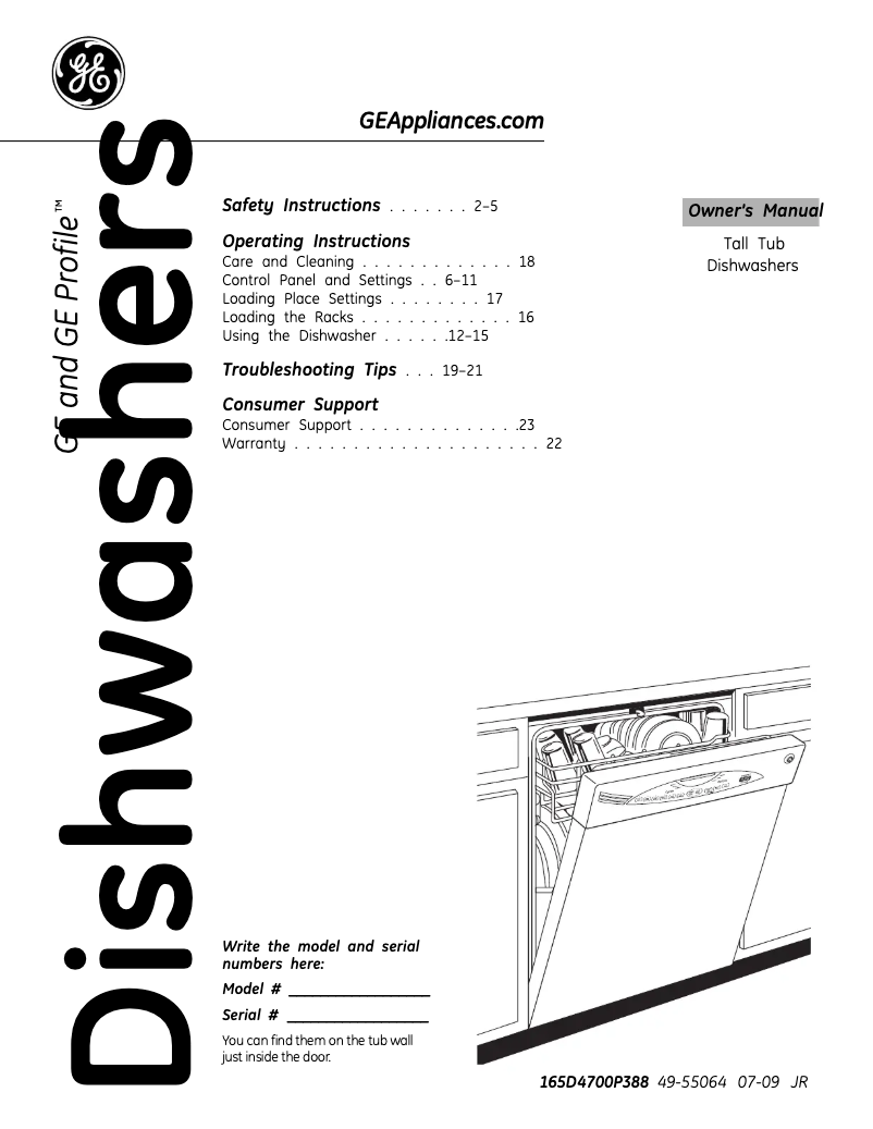 Imagen de la primera página del manual del dispositivo Profile PDW7800RWW