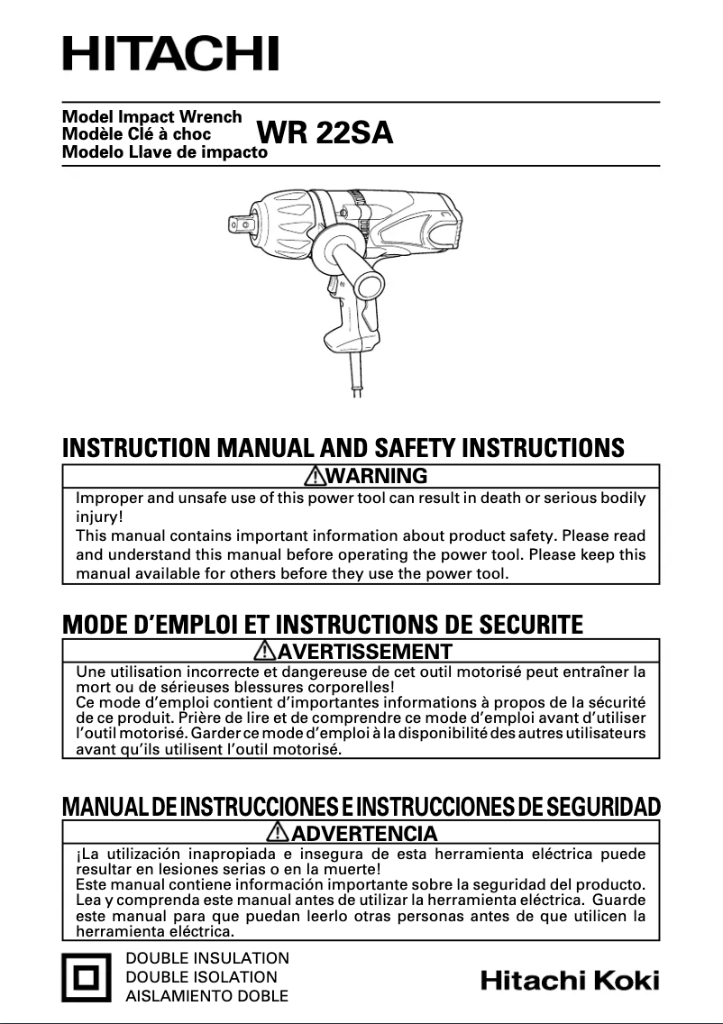 Imagen de la primera página del manual del dispositivo WR 22SA