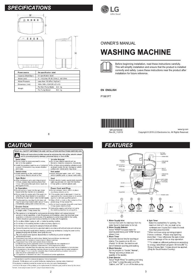 Página 1 del manual Manual de usuario LG P1961PT