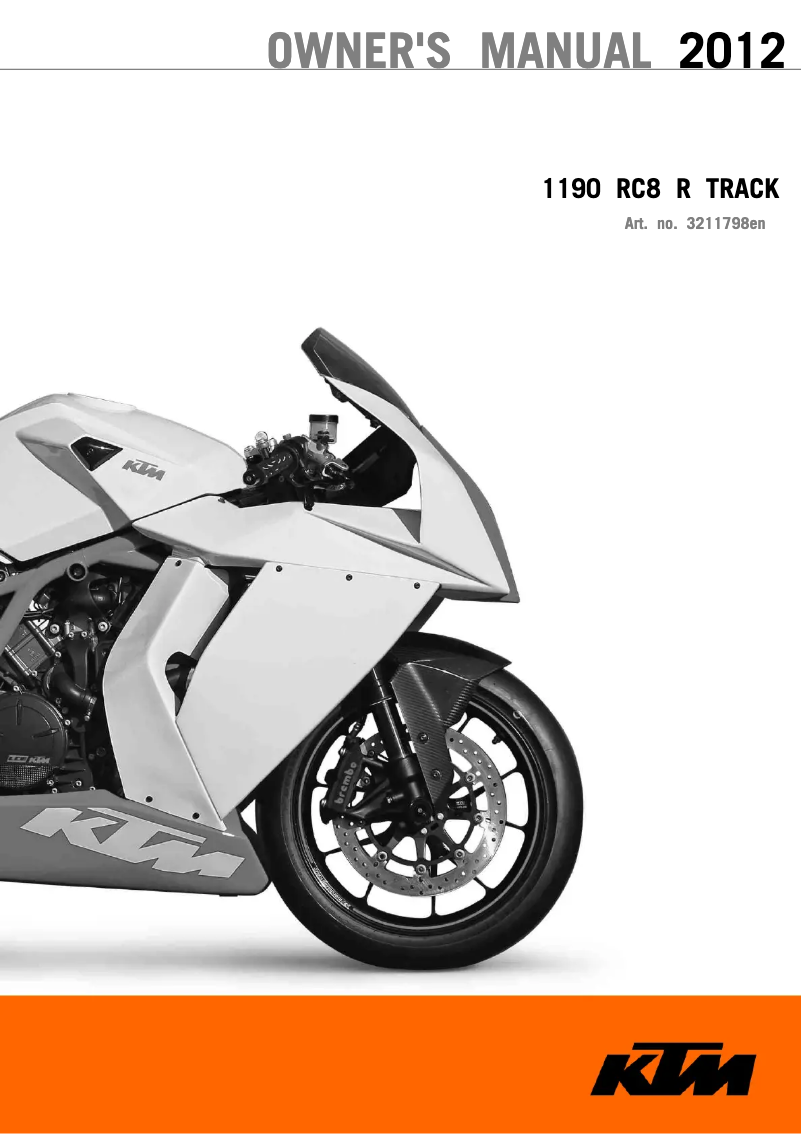 Imagen de la primera página del manual del dispositivo 1190 RC8 R Track (2012)