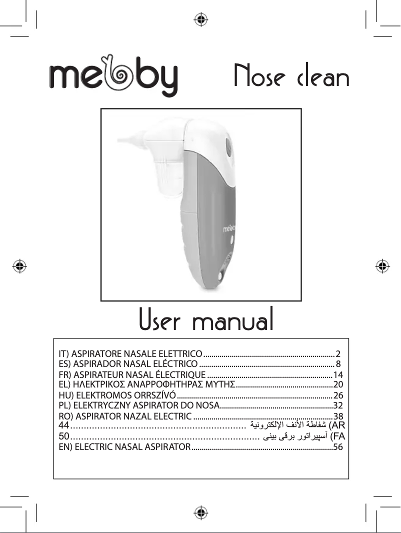 Imagen de la primera página del manual del dispositivo Nose clean