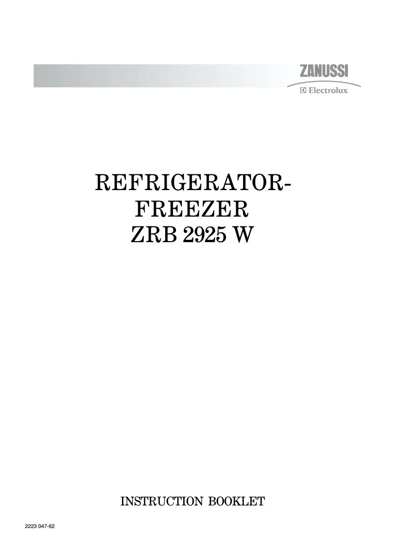 Imagen de la primera página del manual del dispositivo ZRB2925W