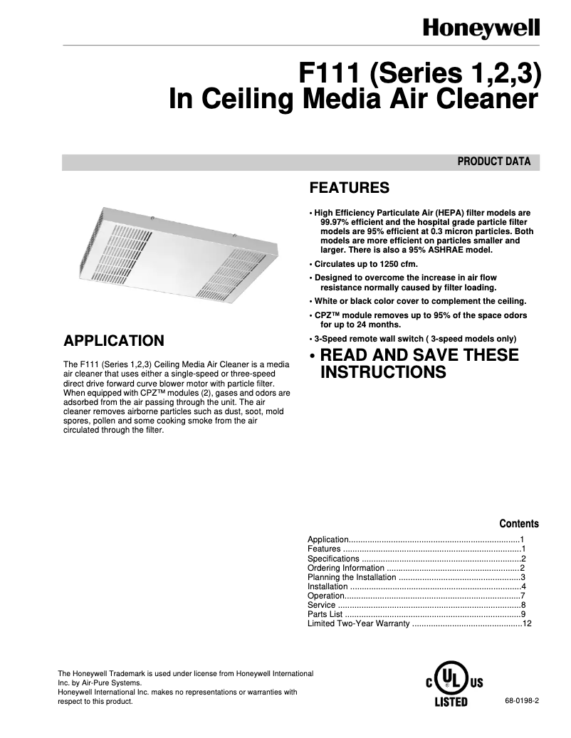 Imagen de la primera página del manual del dispositivo F111C1073W-3S