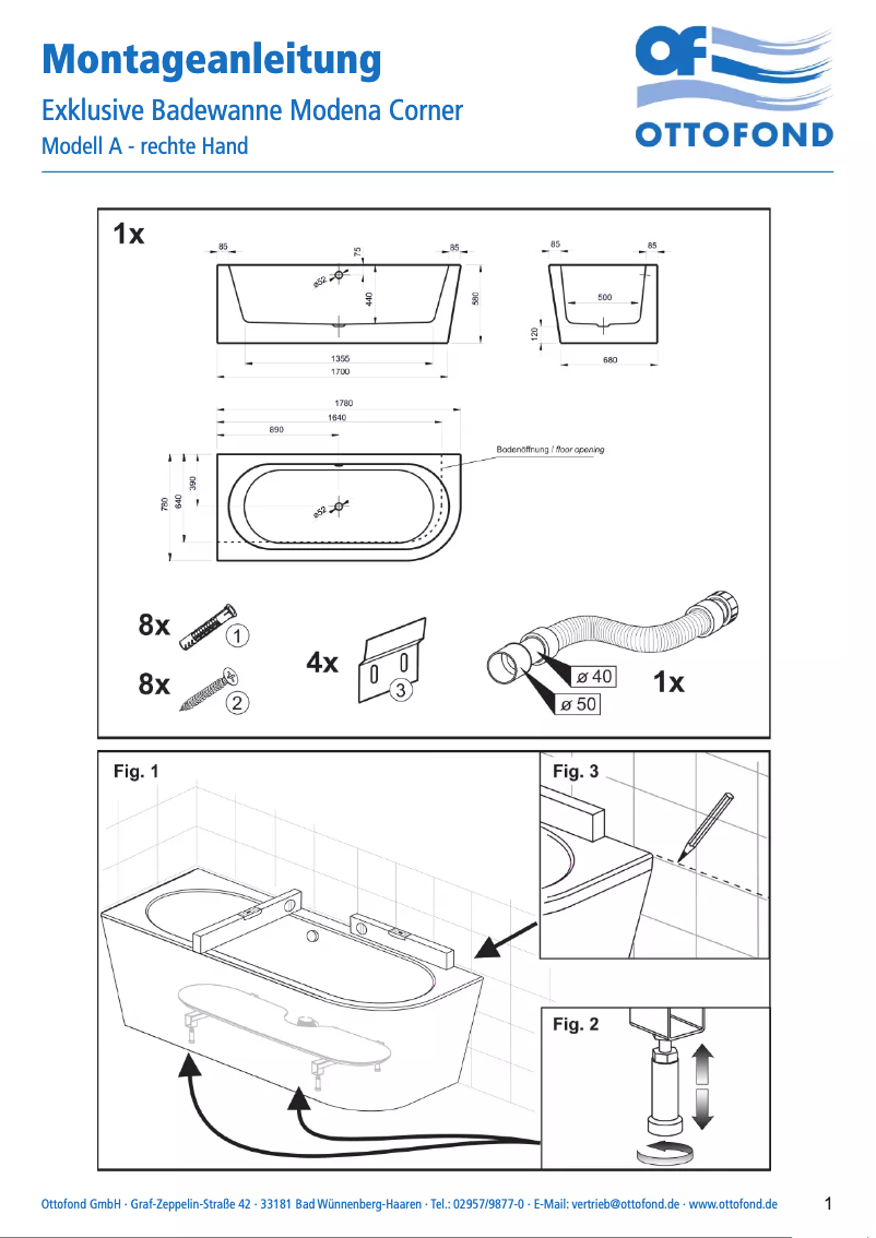Página 1 del manual Manual de usuario Ottofond Modena