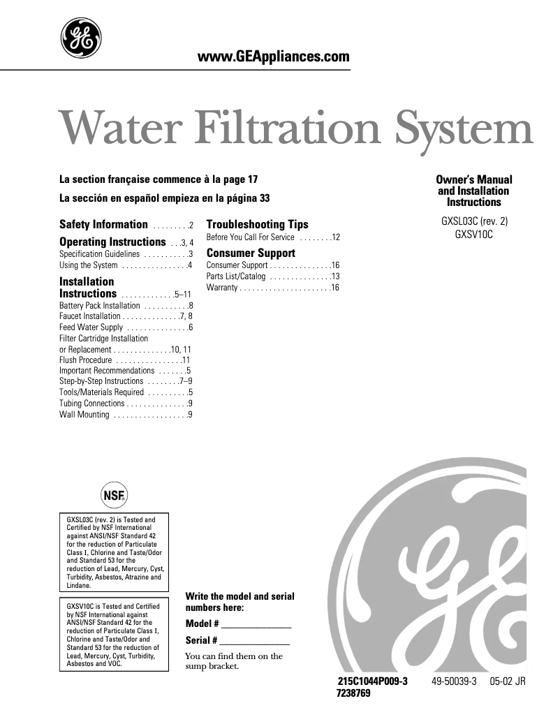 Imagen de la primera página del manual del dispositivo GXSL03C