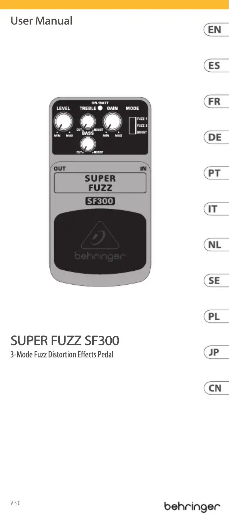 Imagen de la primera página del manual del dispositivo Super Fuzz SF300