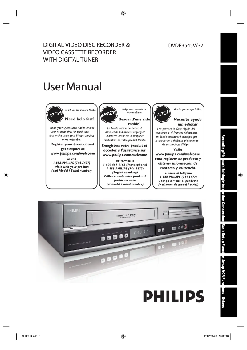Página 1 del manual Manual de usuario Philips DVDR3545V
