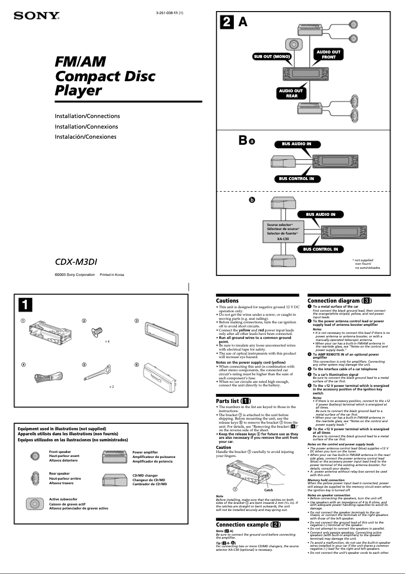 Imagen de la primera página del manual del dispositivo CDX-M3DI