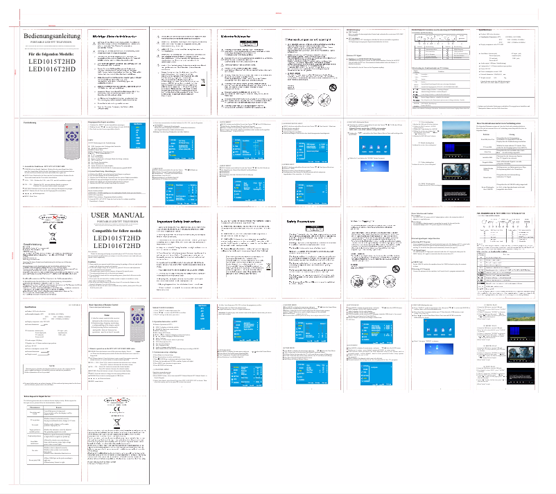 Imagen de la primera página del manual del dispositivo LED1016T2HD
