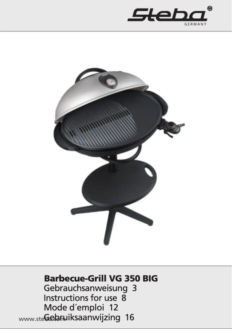 Imagen de la primera página del manual del dispositivo VG350 BBQ XL