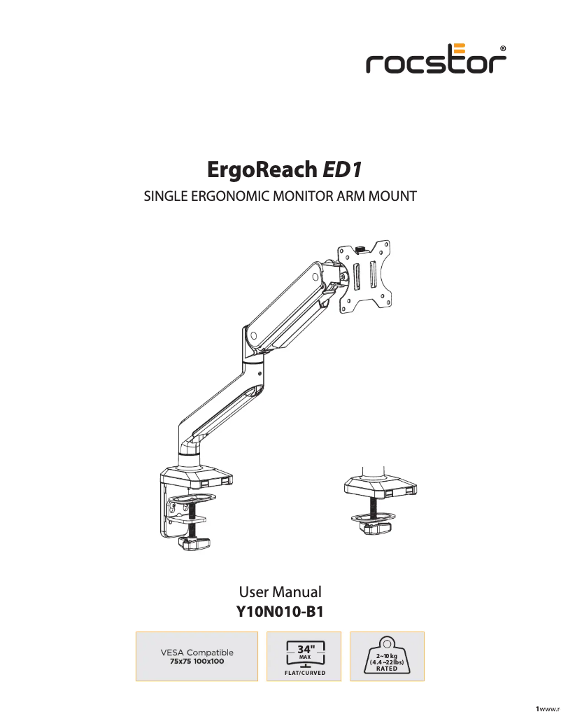 Página nº 1 - Manual de usuario Rocstor ErgoReach ED1