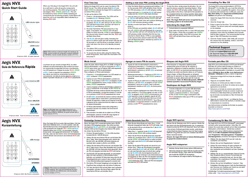 Página nº 1 - Manual de usuario Apricorn Aegis NVX