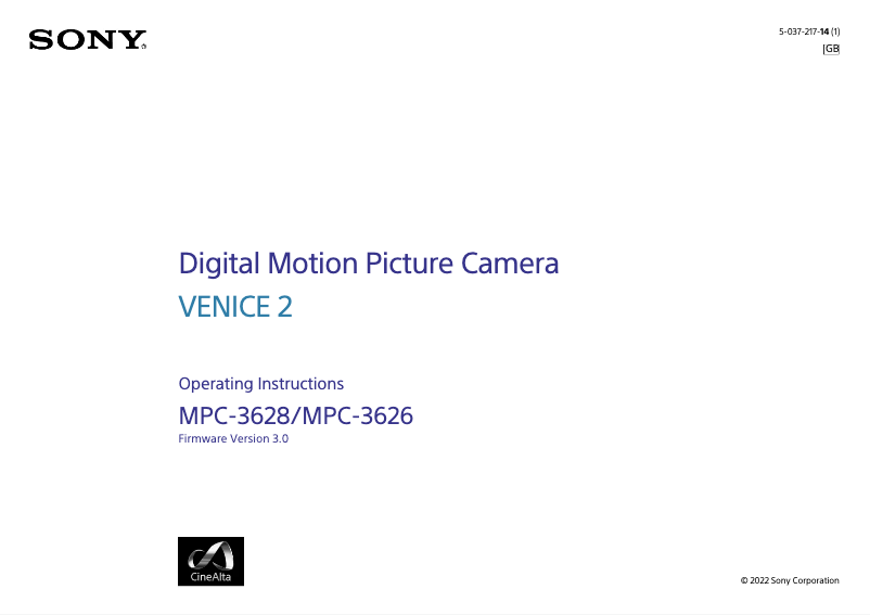 Página 1 del manual Manual de usuario Sony VENICE 2