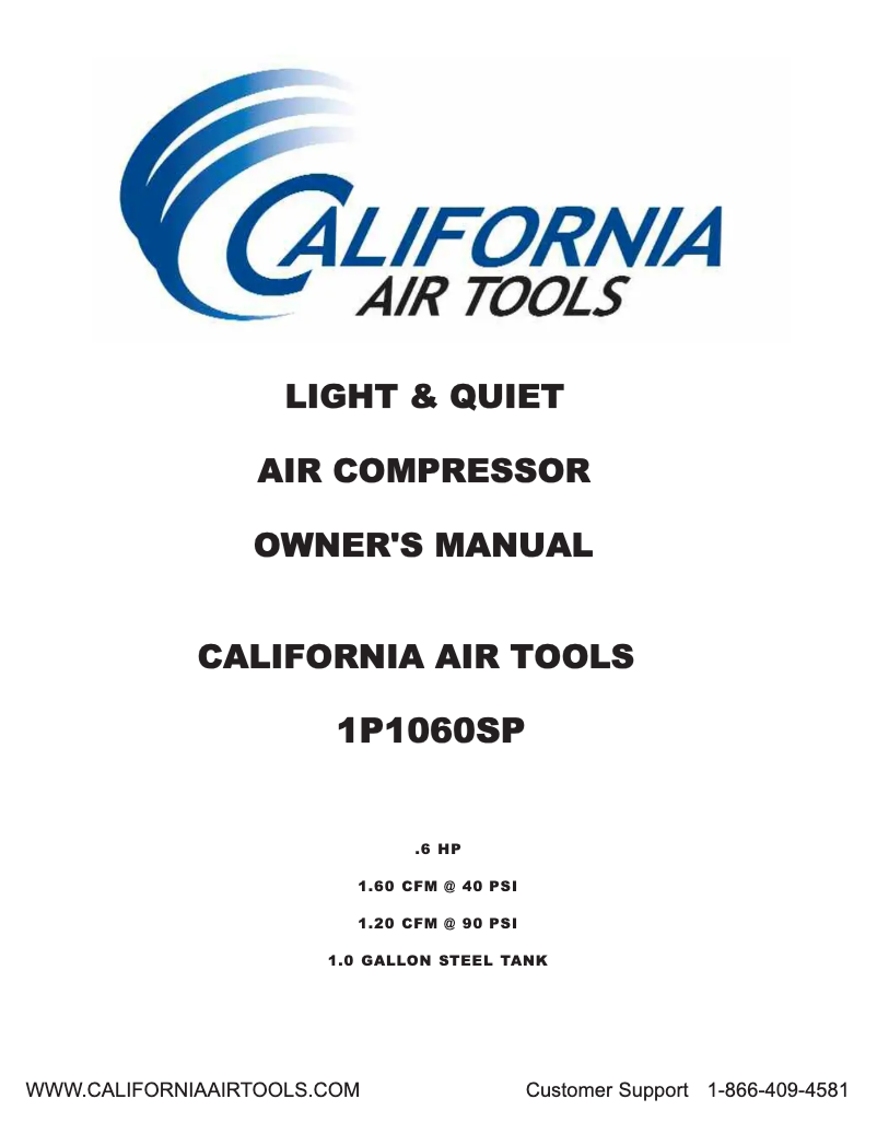 Página 1 del manual Manual de usuario California Air Tools 1P1060SP