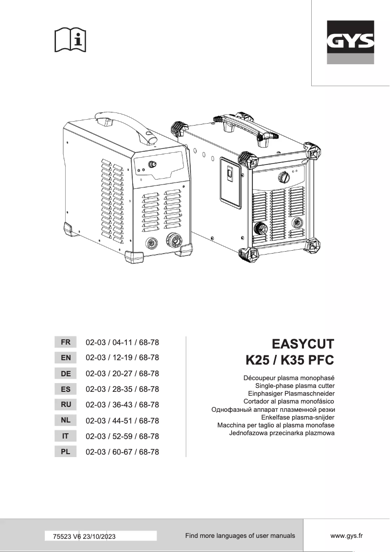 Imagen de la primera página del manual del dispositivo Easycut K25