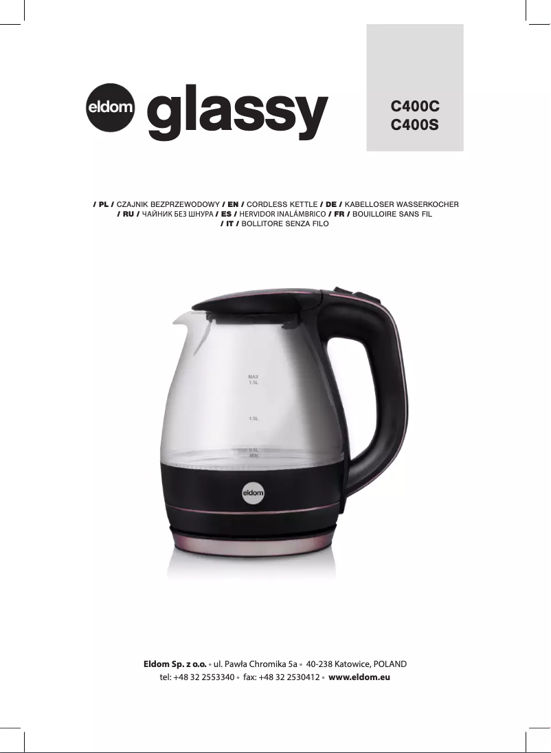 Imagen de la primera página del manual del dispositivo Glassy C400C