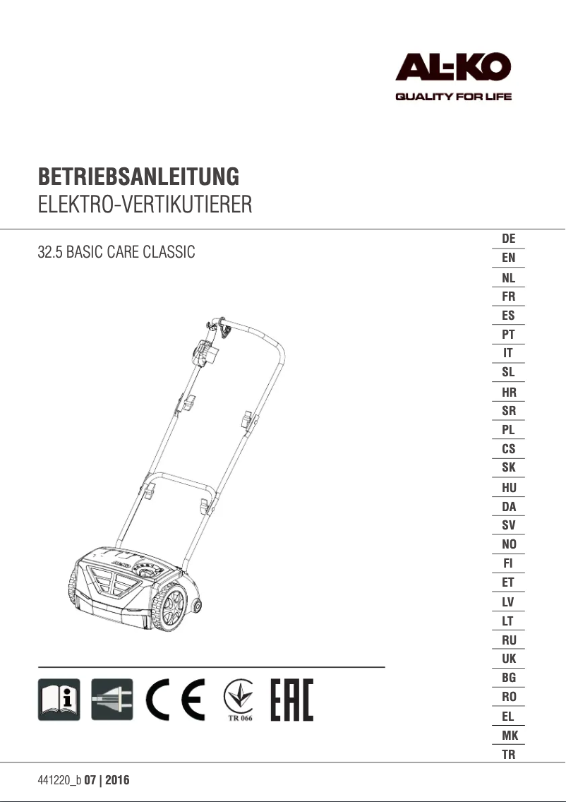 Página 1 del manual Manual de usuario AL-KO 32.5 Basic Care Classic