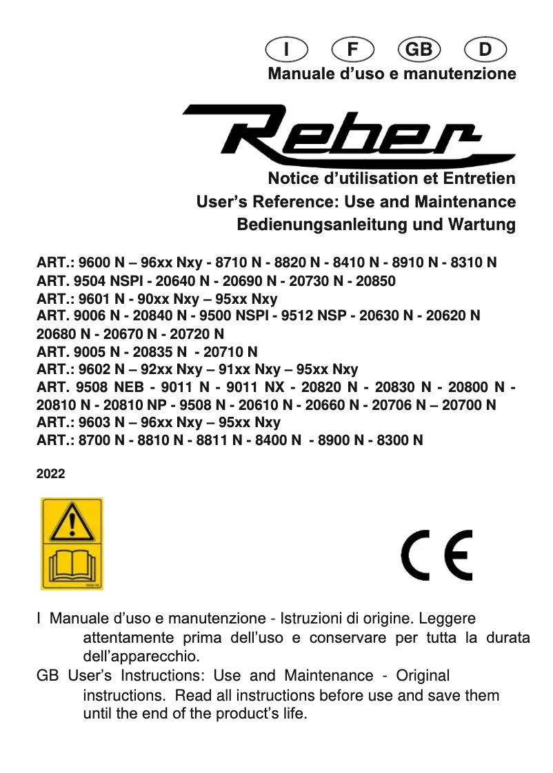 Página 1 del manual Manual de usuario Reber 9005 N