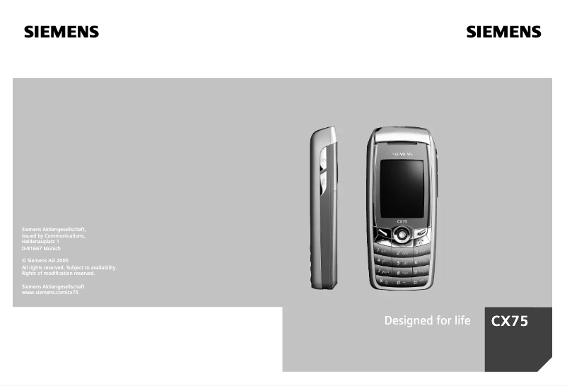 Página 1 del manual Manual de usuario Siemens CX75