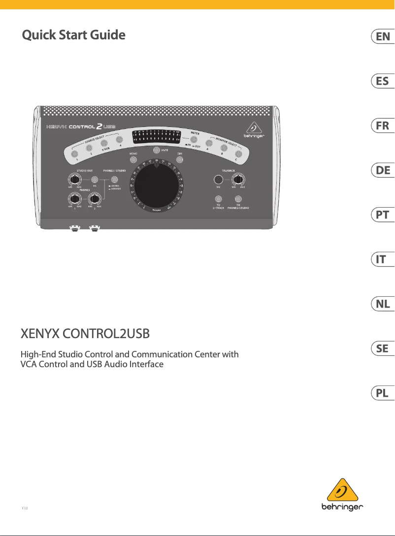 Imagen de la primera página del manual del dispositivo Xenyx Control2USB