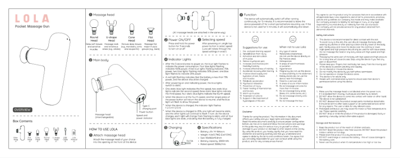 Imagen de la primera página del manual del dispositivo Pocket Massage Gun