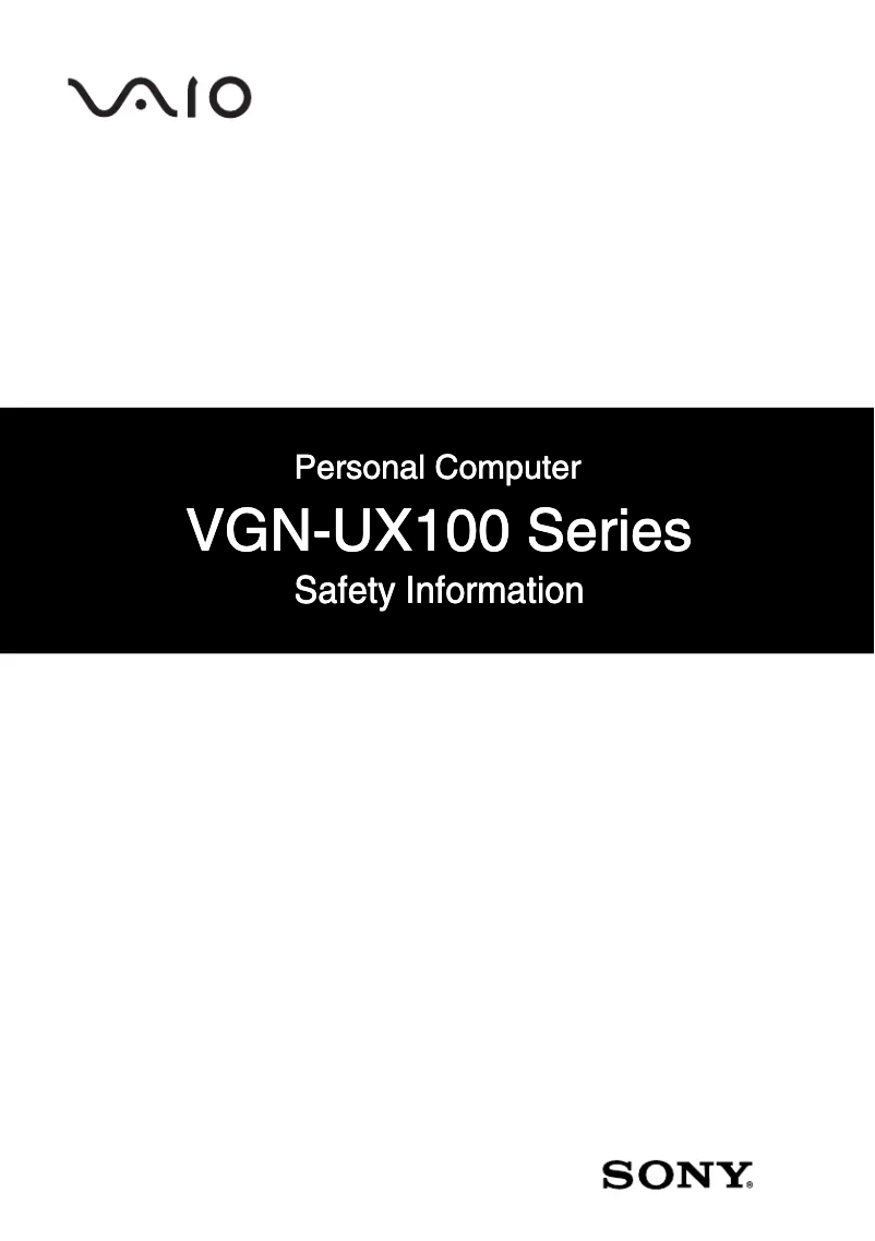 Página 1 del manual Instrucciones de seguridad Sony Vaio VGN-UX180P