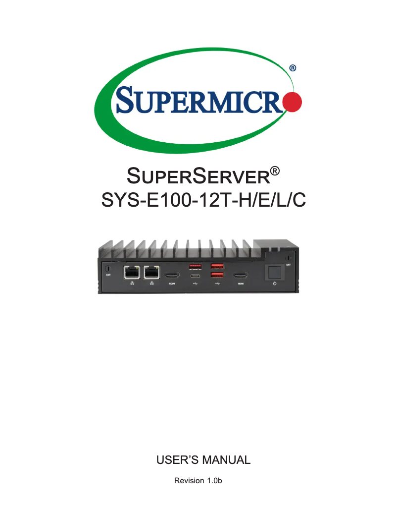 Página 1 del manual Manual de usuario Supermicro SuperServer E100-12T-L