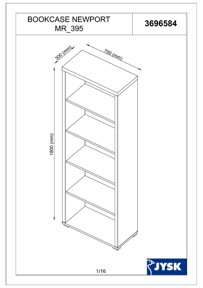 Página 1 del manual Manual de usuario JYSK Gesten (70x180x30)