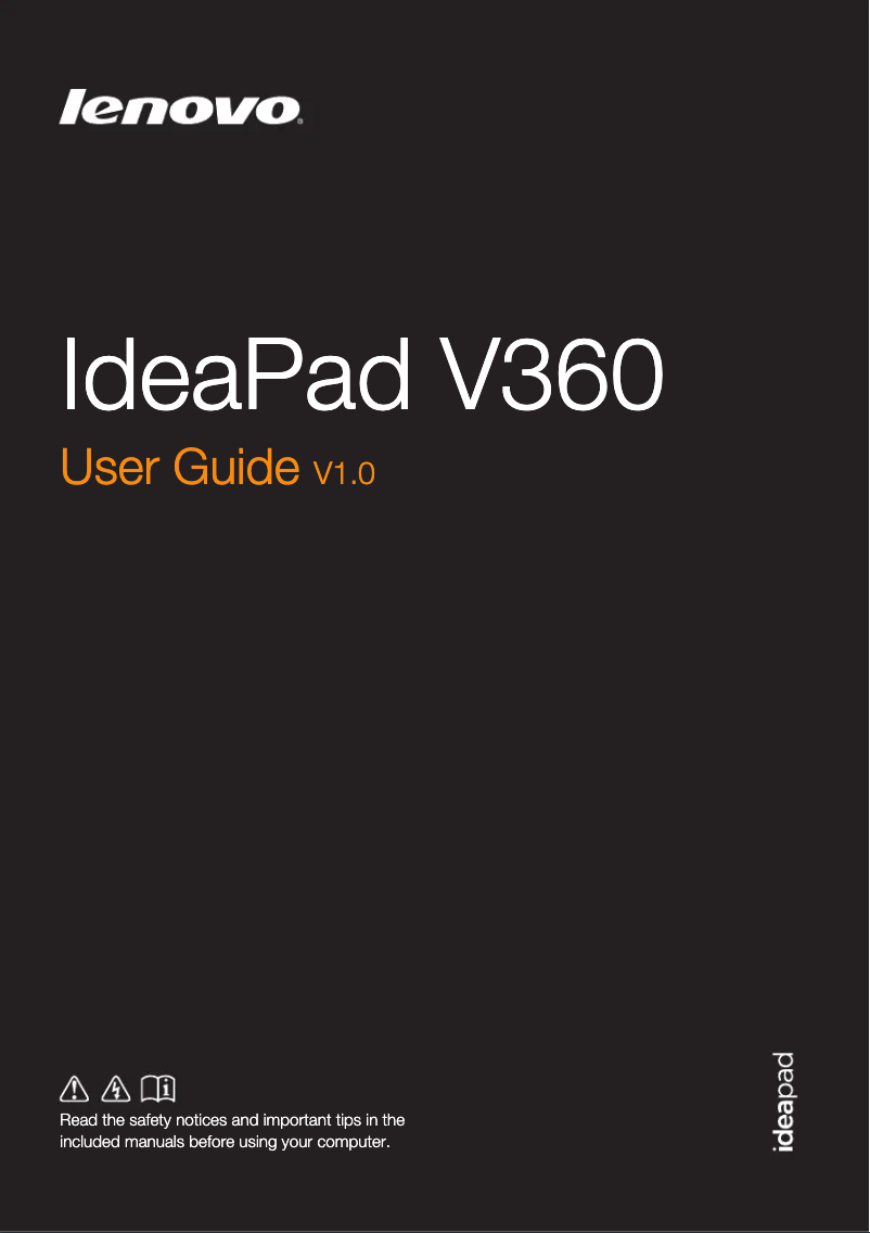 Imagen de la primera página del manual del dispositivo IdeaPad V360