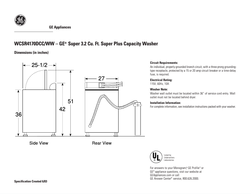 Imagen de la primera página del manual del dispositivo WCSR4170DCC