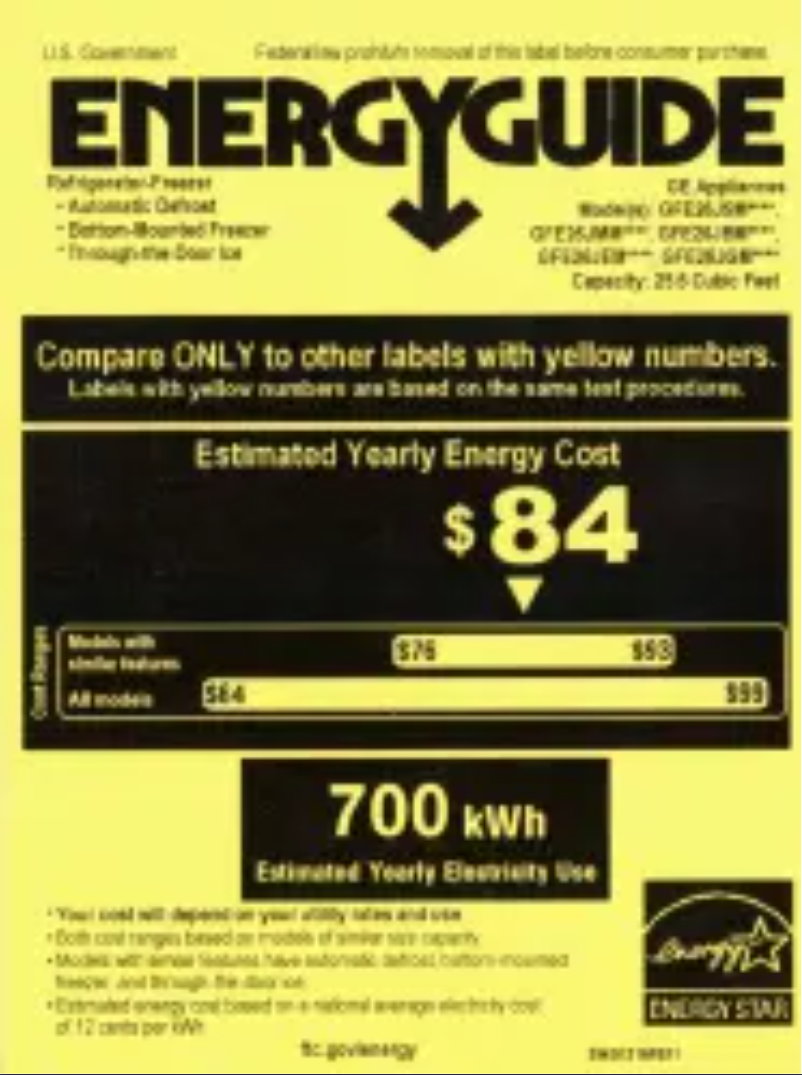 Página 1 del manual Etiqueta energética GE GFE26JEMDS