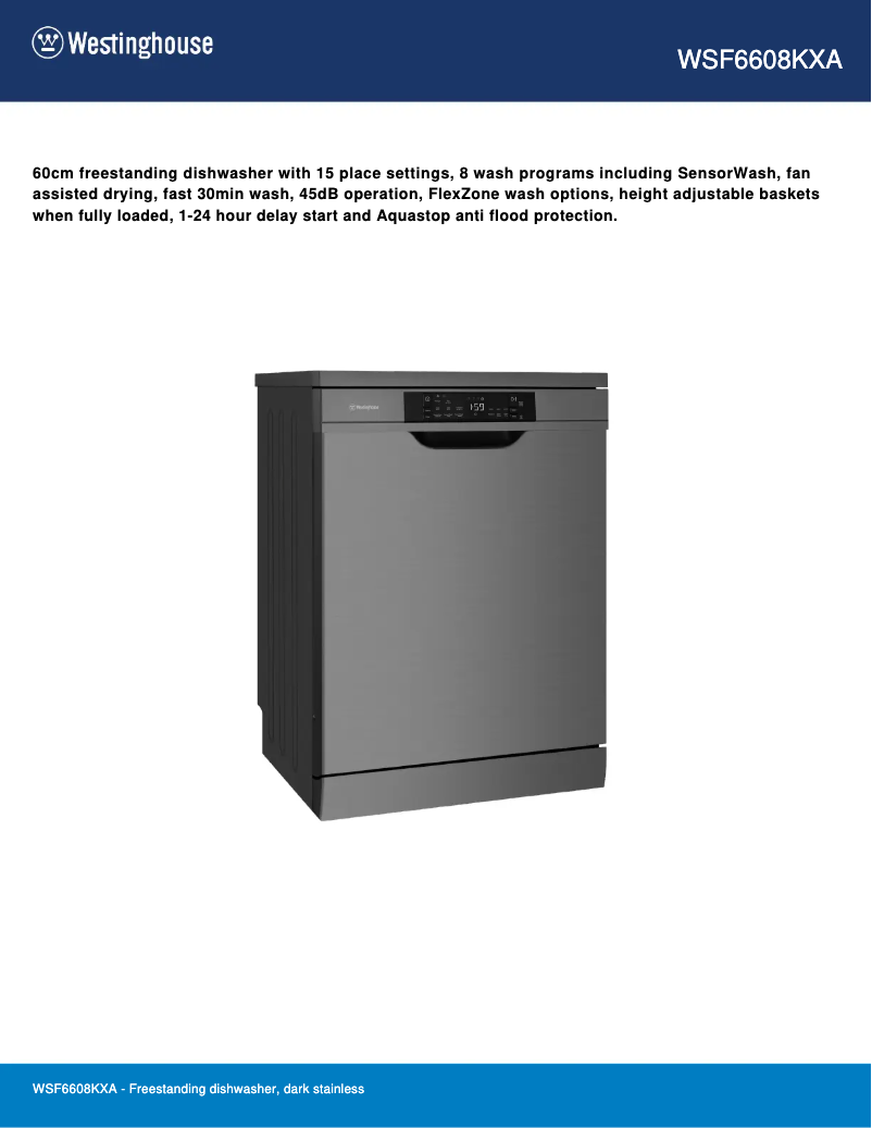 Imagen de la primera página del manual del dispositivo WSF6608KXA