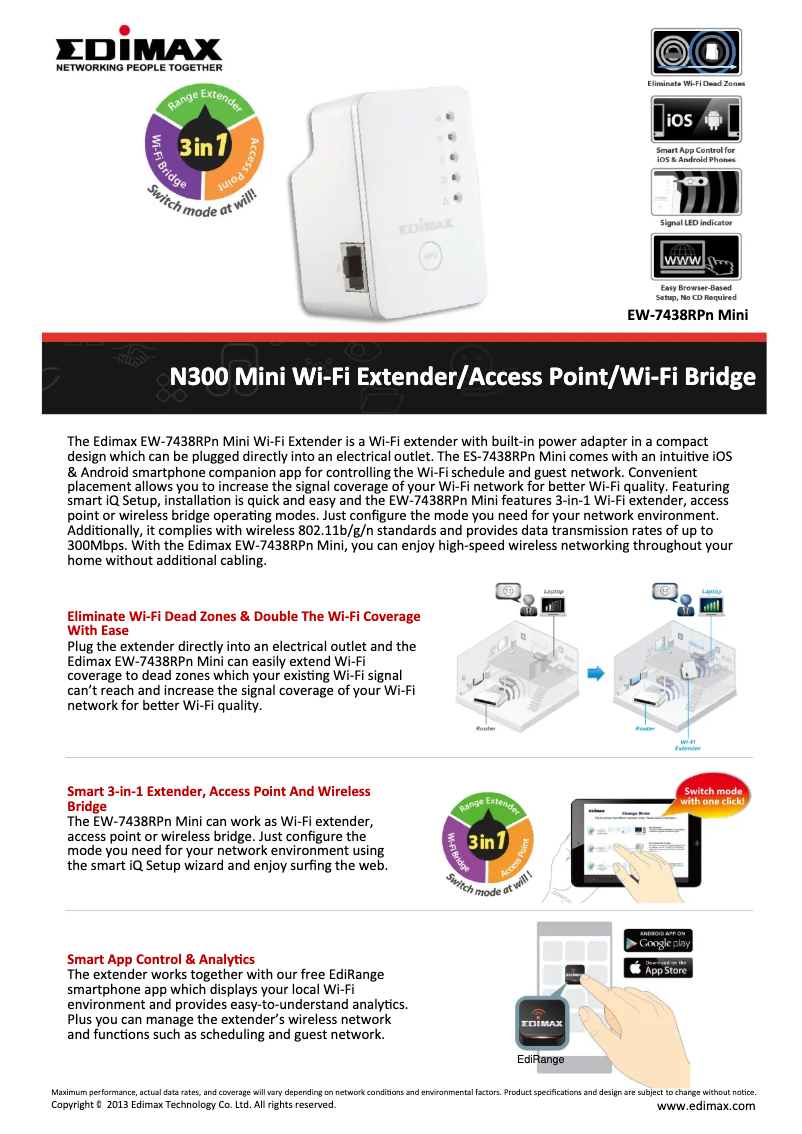 Imagen de la primera página del manual del dispositivo EW-7438RPn Mini