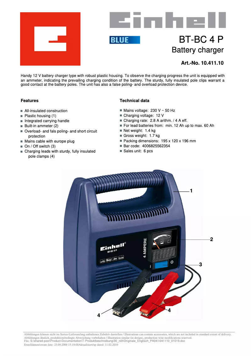 Página nº 1 - Manual de usuario Einhell BT-BC 4 P