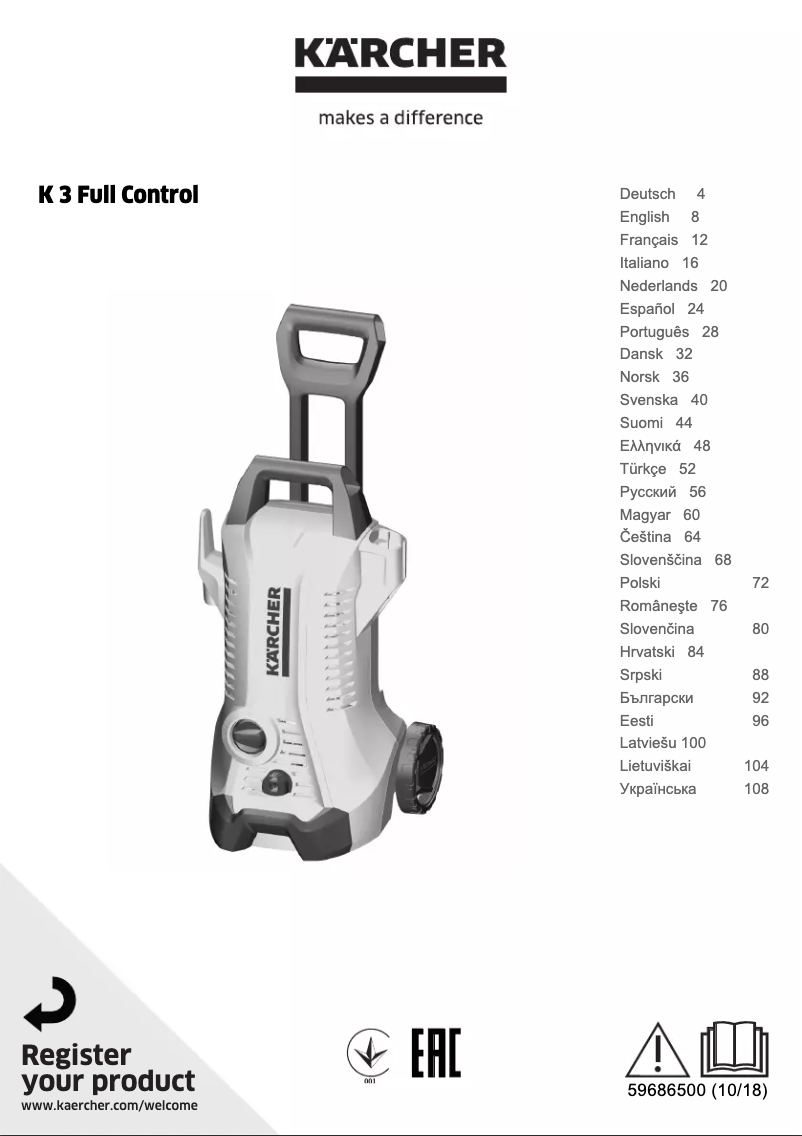 Página 1 del manual Manual de usuario Kärcher K 3 Premium Full Control Home