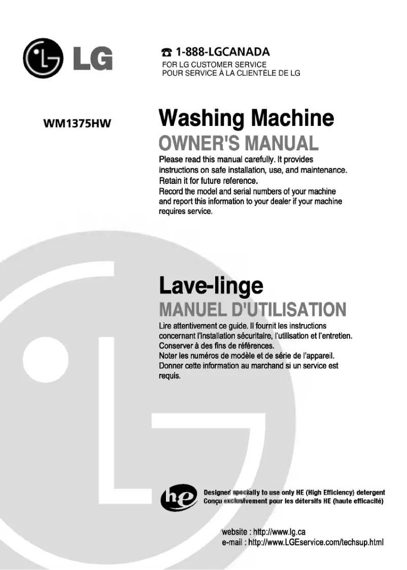 Página 1 del manual Manual de usuario LG WD-13380FB