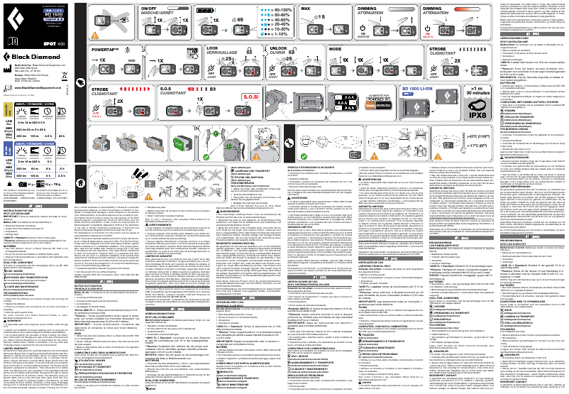 Imagen de la primera página del manual del dispositivo Spot 400