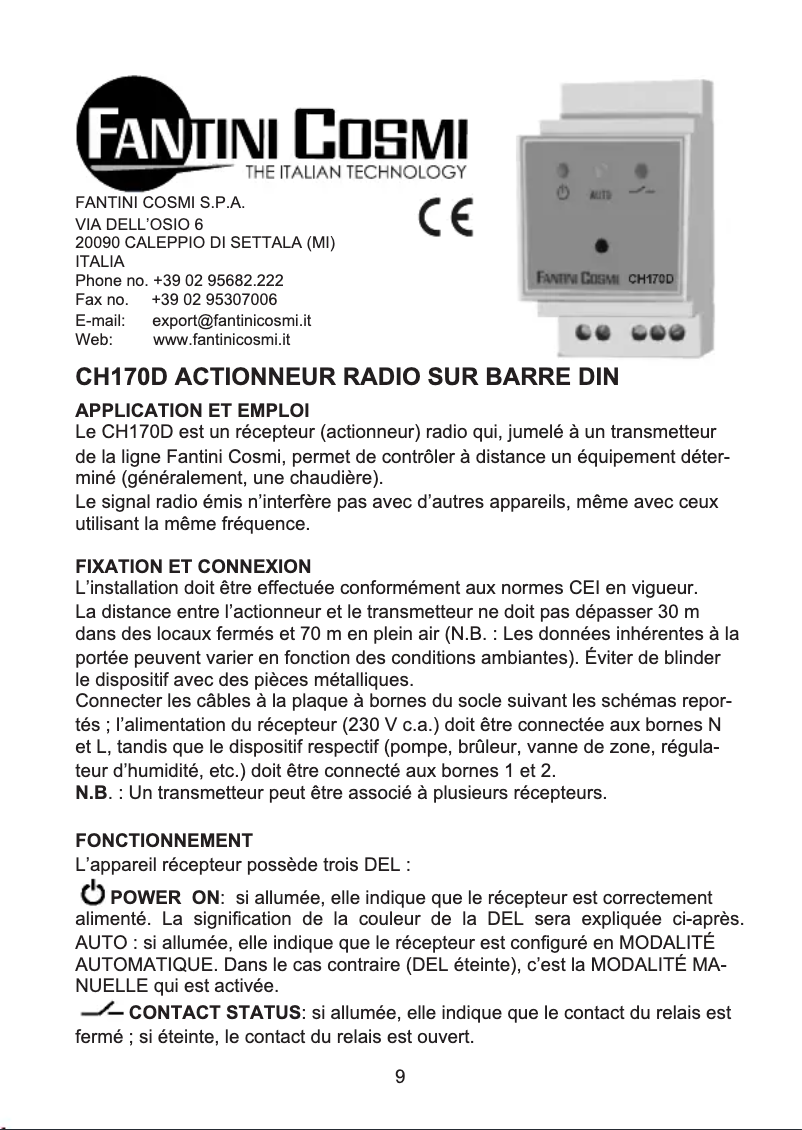 Imagen de la primera página del manual del dispositivo CH170D