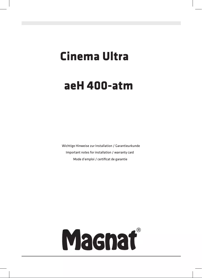 Imagen de la primera página del manual del dispositivo Cinema Ultra AEH 400-ATM