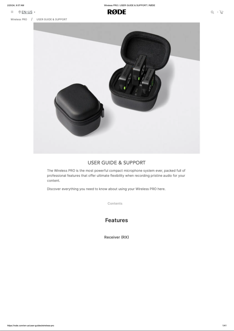 Página 1 del manual Manual de usuario Røde Wireless PRO