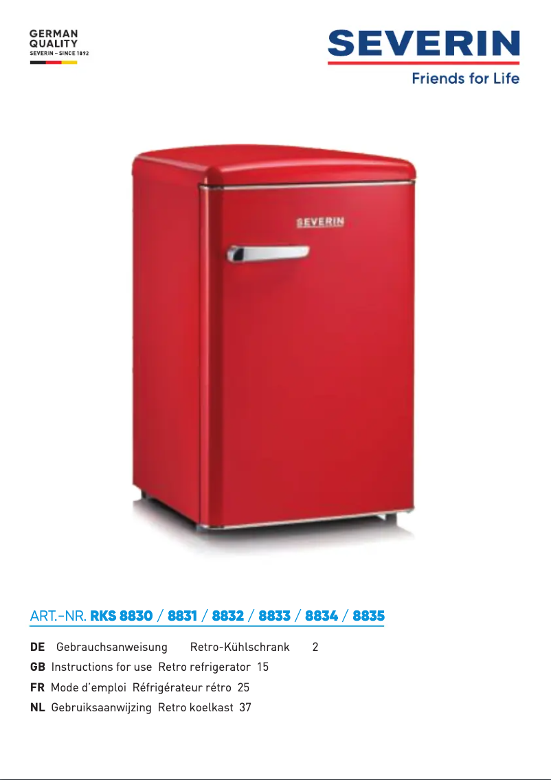 Imagen de la primera página del manual del dispositivo RKS 8835