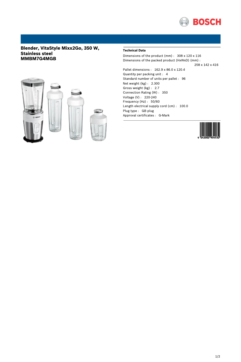 Imagen de la primera página del manual del dispositivo MMBM7G4MGB