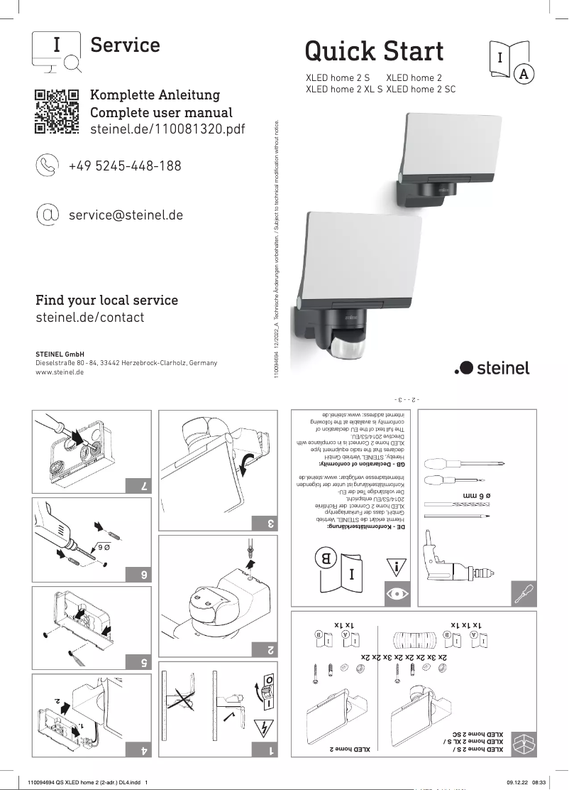 Página 1 del manual Guía de inicio rápido Steinel XLED home 2 XL S