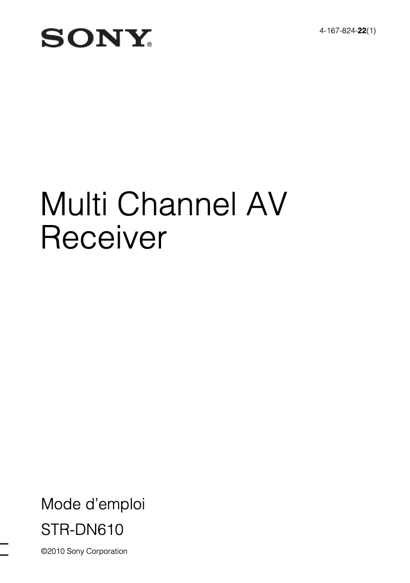Página 1 del manual Manual de instrucciones Sony STR-DN610