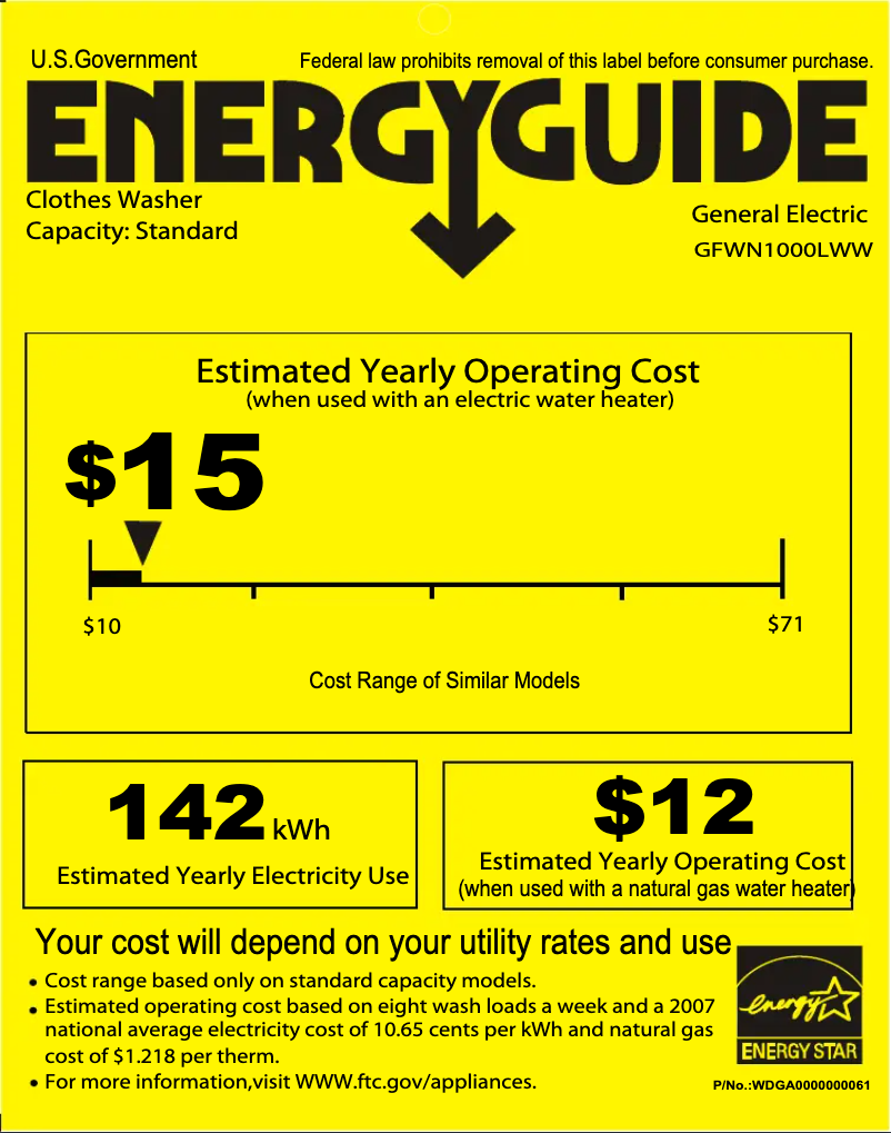 Imagen de la primera página del manual del dispositivo GFWN1000LWW